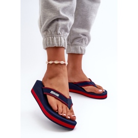 Dámské klínové žabky Big Star NN274A725 Navy Blue modrý 2