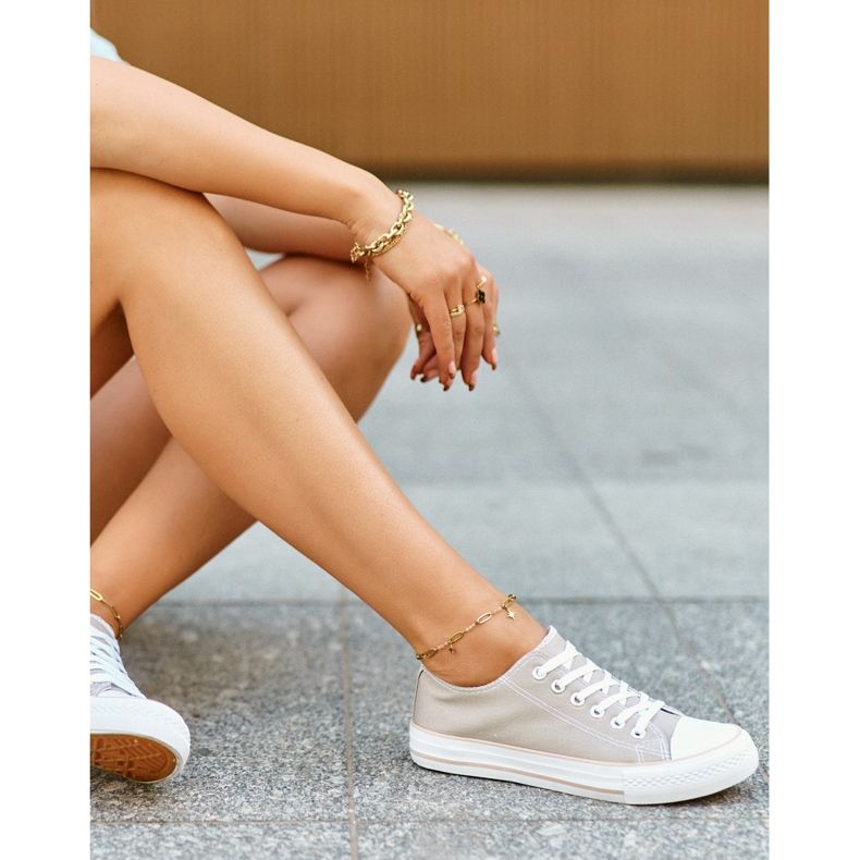 Dámský materiál Klasické nízké tenisky Dark Beige Lennabella béžový 2