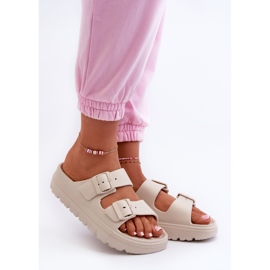 EVento Dámské béžové pěnové žabky Melorea na platformě béžový 1