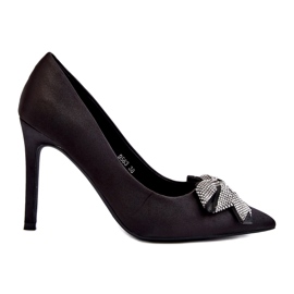 Sweet Shoes Černé Fairine vysoké podpatky s mašlí 3