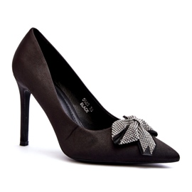 Sweet Shoes Černé Fairine vysoké podpatky s mašlí 2