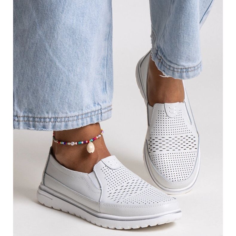 Bílé kožené boty Vinceza bílý 1