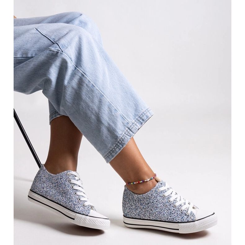 Bez marki Modré lesklé tenisky Jadwa modrý 1