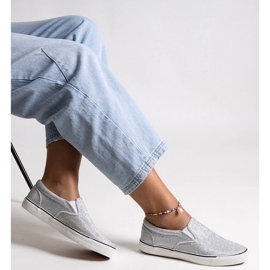 Stříbrné lesklé tenisky Lublubah stříbrný 1