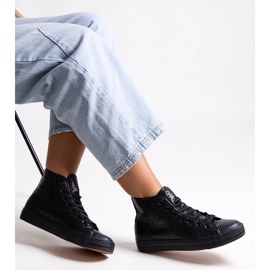 Bez marki Černé vysoké prolamované tenisky Madala černá 1 Bez marki Černé vysoké prolamované tenisky Madala černá 1