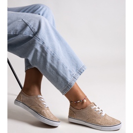 Zlaté lesklé tenisky Carroline zlatý 1