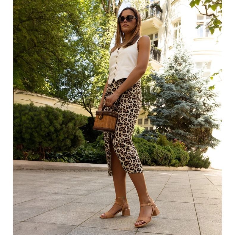 Hnědé sandály Madea na vysokém podpatku hnědý 2