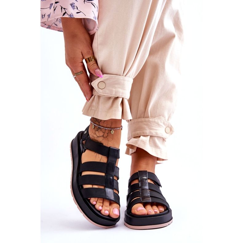 Dámské veganské sandály na suchý zip ZAXY JJ285017 černá 1