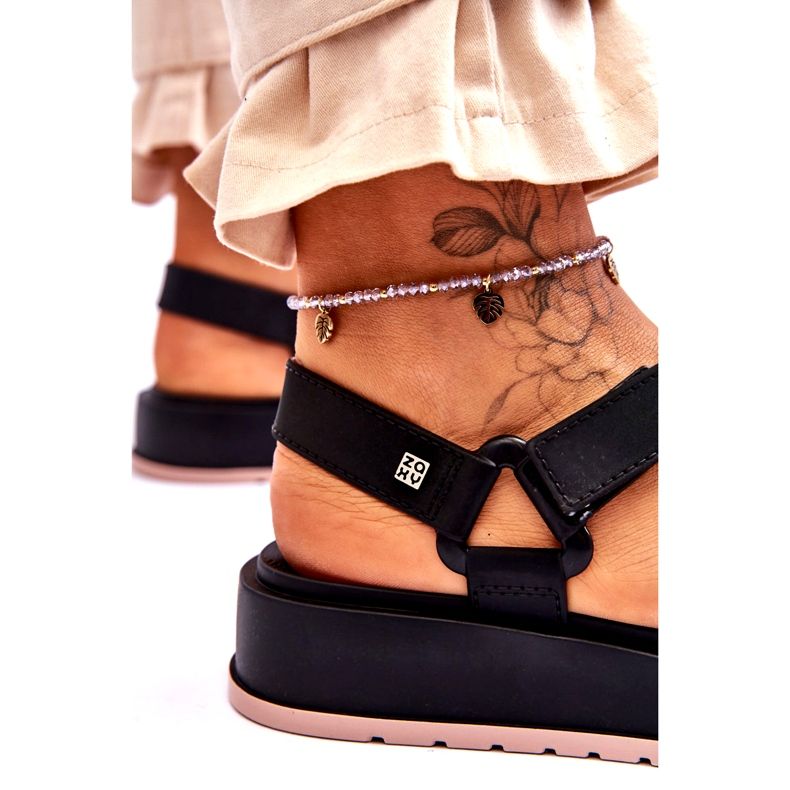 Dámské veganské sandály na suchý zip ZAXY JJ285017 černá 3