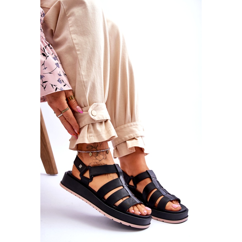 Dámské veganské sandály na suchý zip ZAXY JJ285017 černá 4