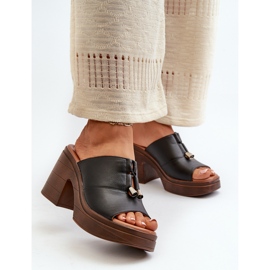 Vinceza Dámské žabky z eko kůže s platformou a blokem, černá Dafira 1