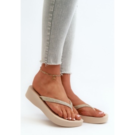 Dámské žabky s třpytivým páskem 83386 Ipanema Mesh Chic Plat Fem Béžová béžový 1