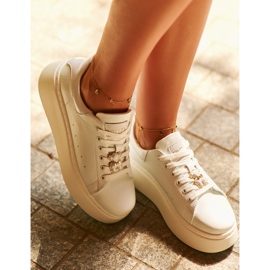 Dámské kožené tenisky na platformě s medvídkem, bílá Vinceza 66641 bílý 1