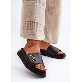 Zazoo 50101 Dámské kožené žabky na platformě, černá 1