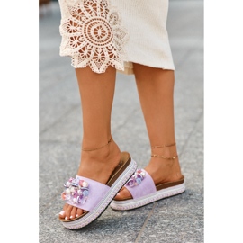 Dámské žabky na platformě s ozdobami S.Barski HY077 Fialová fialový 1