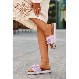 Dámské žabky na platformě s ozdobami S.Barski HY077 Fialová fialový 2