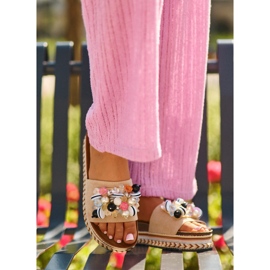 Dámské žabky na platformě s ozdobami S.Barski HY077 béžová béžový 1