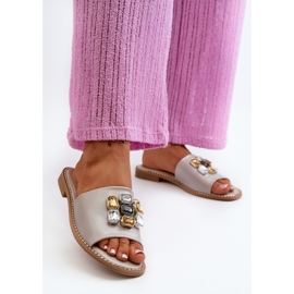 Dámské žabky s ozdobami S.Barski KV27-031 Béžová béžový 2