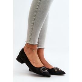 Lodičky na nízkém podpatku s dekorací Eco Suede S.Barski KV27-034 Černá černý 1