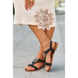 Dámské ploché sandály se zlatým zdobením S.Barski KV27-051 Černá 1