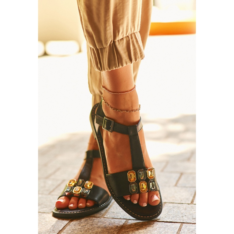 Elegantní dámské sandály s ozdobnými detaily S.Barski KV27-030 Black černý 1