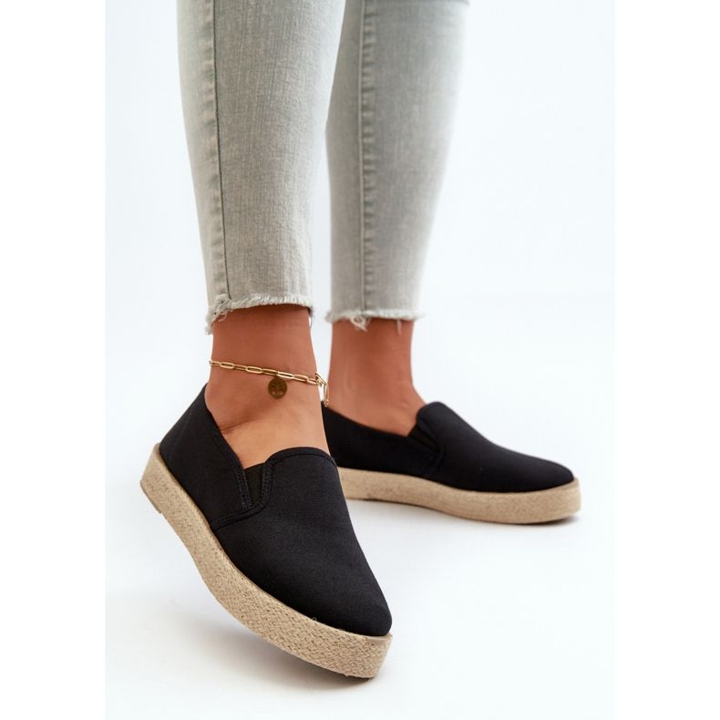News Dámské Espadrilky Na Platformě Černá Naloenma černý 2