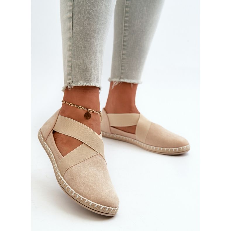 Dámské eko semišové béžové espadrilky s elastickými pásky Phaedrana béžový 2 Dámské eko semišové béžové espadrilky s elastickými pásky Phaedrana béžový 2