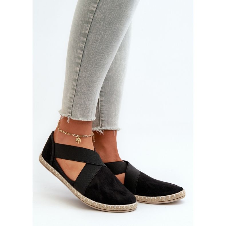 Dámské espadrilky s elastickými pásky Eco Suede Black Phaedrana černá 1