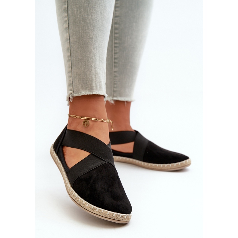 Dámské espadrilky s elastickými pásky Eco Suede Black Phaedrana černá 2