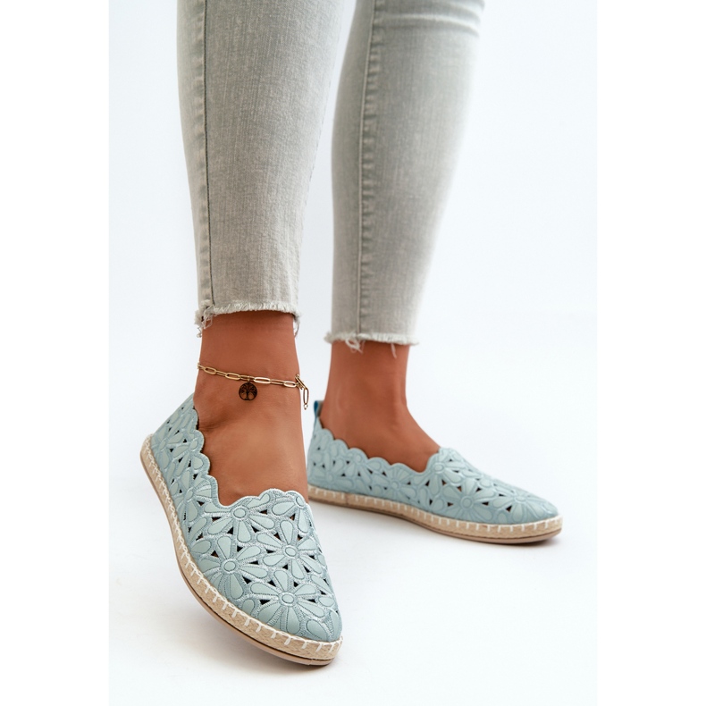 Dámské modré balerínky s květinovým vzorem Vennice modrý 2 Dámské modré balerínky s květinovým vzorem Vennice modrý 2