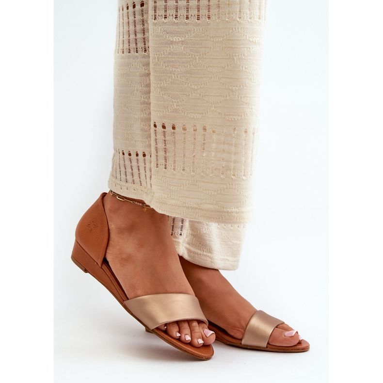 Kožené sandály Maciejka 1971-68 hnědé a zlaté zlatý 1