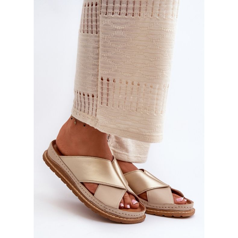 Kožené profilované žabky Maciejka 04986-04 Zlato-béžová béžový 1