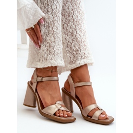 Kožené sandály na vysokém podpatku Maciejka 06029-25 Zlatá zlatý 1 Kožené sandály na vysokém podpatku Maciejka 06029-25 Zlatá zlatý 1