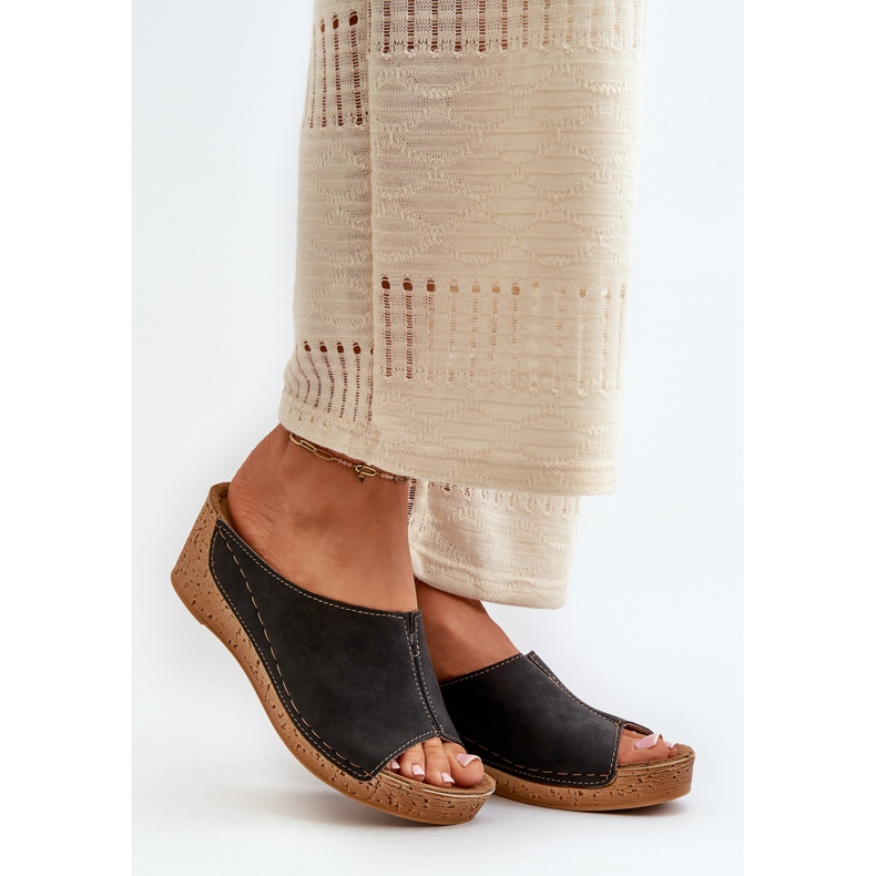 Pohodlné dámské žabky na klínku Inblu NG000002 Black černá 2