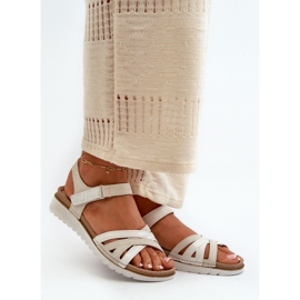 Pohodlné a lehké dámské sandály se suchým zipem Inblu CN000041 béžová a stříbrná béžový 2