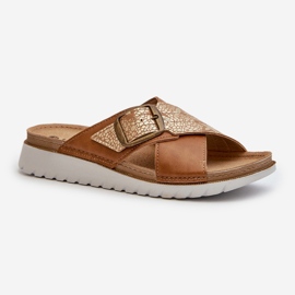 Pohodlné dámské žabky s přezkou Inblu CN000032 Camel hnědý 4