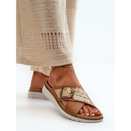 Pohodlné dámské žabky s přezkou Inblu CN000032 Camel hnědý 6