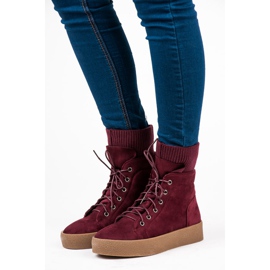 Ideal Shoes Maroon Creepers boty červený 1