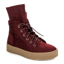 Ideal Shoes Maroon Creepers boty červené 3