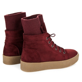 Ideal Shoes Maroon Creepers boty červené 5