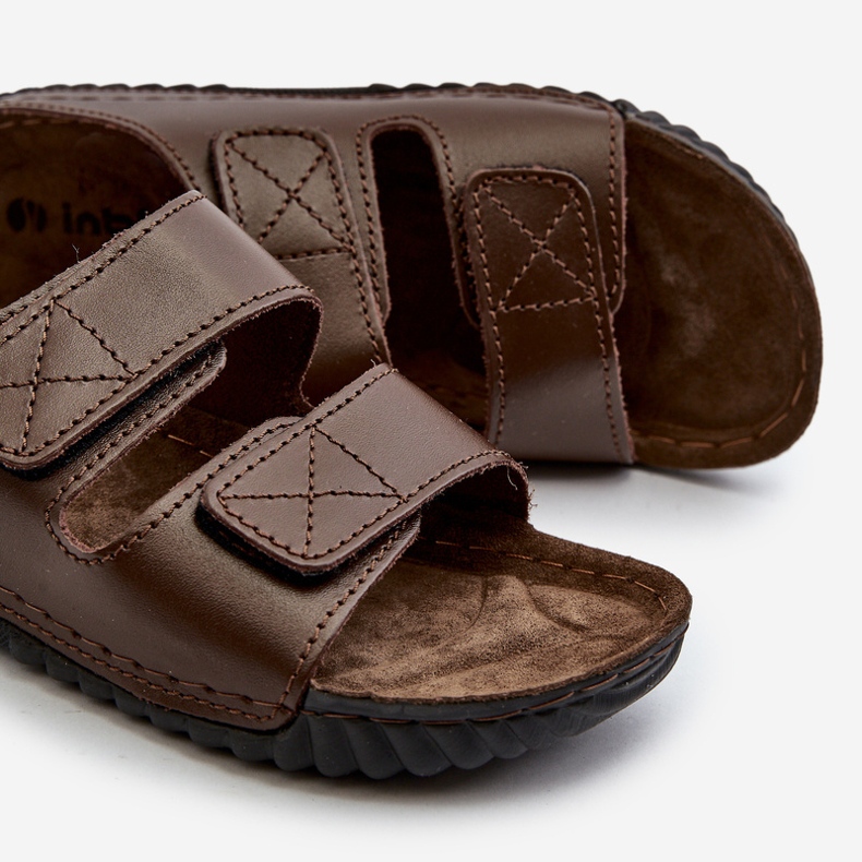 Pohodlné pánské žabky se suchým zipem Inblu FM00001U tmavě hnědá hnědý 2 Pohodlné pánské žabky se suchým zipem Inblu FM00001U tmavě hnědá hnědý 2