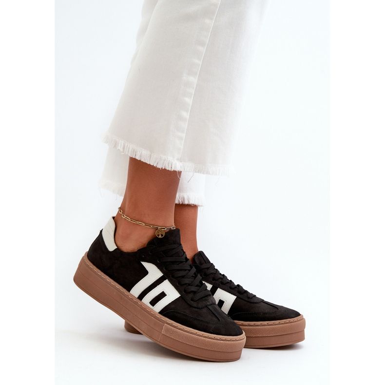 Dámské kožené tenisky Zazoo N1095S2 na platformě černé černá 1