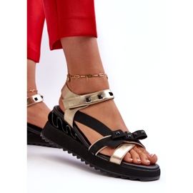 S.Barski Dámské sandály s mašlí D&amp;A CR956 Gold zlatý 3