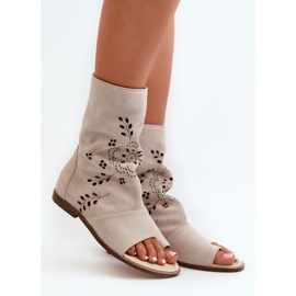 Zazoo 3437 Dámské semišové sandály se zipem na svršku světle béžová béžový 1