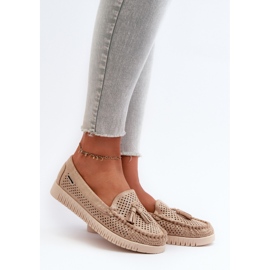 Dámské prolamované mokasíny vyrobené z ekologického semiše, zlaté Tinami zlatý 2