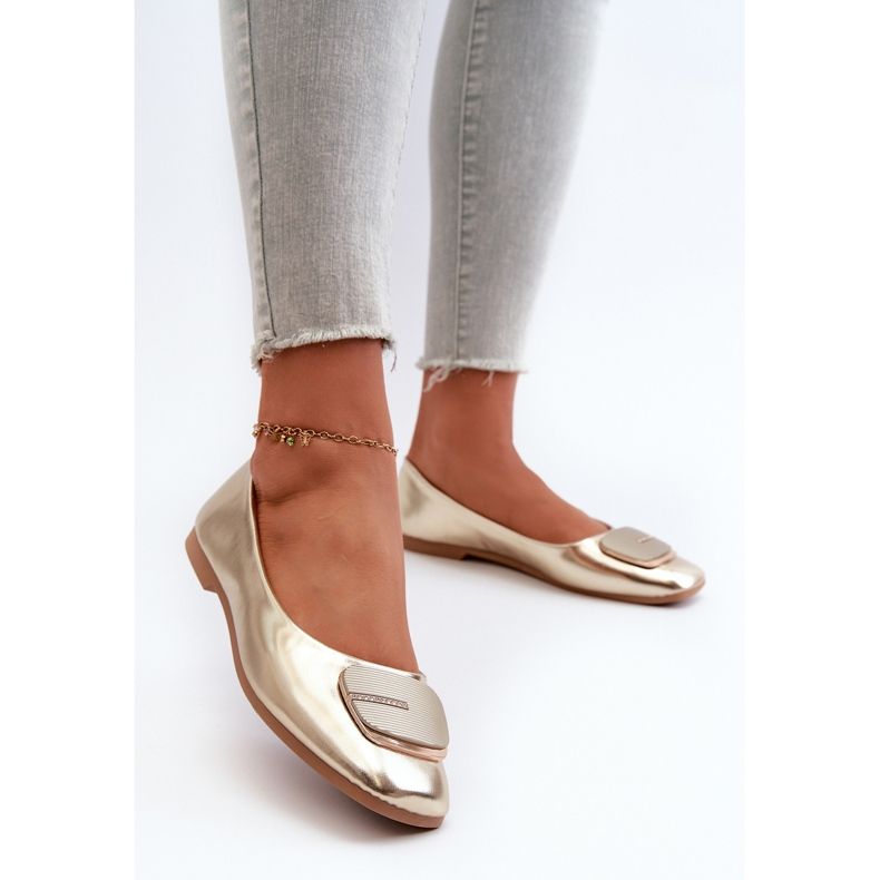 Dámské baleríny z eko kůže se zlatým zdobením Edoslli 2
