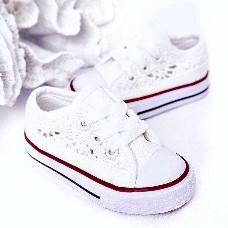 Dětské Tenisky S Krajkou, Bílé bílý 1 Dětské Tenisky S Krajkou, Bílé bílý 1