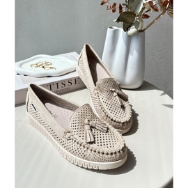 Dámské prolamované mokasíny vyrobené z ekologického semiše, zlaté Tinami zlatý 1