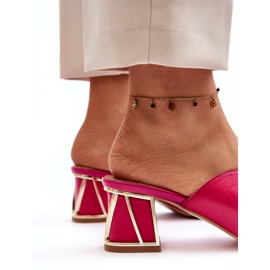 Kožené elegantní dámské paty Laura Messi 2771 Fuchsia růžový 4