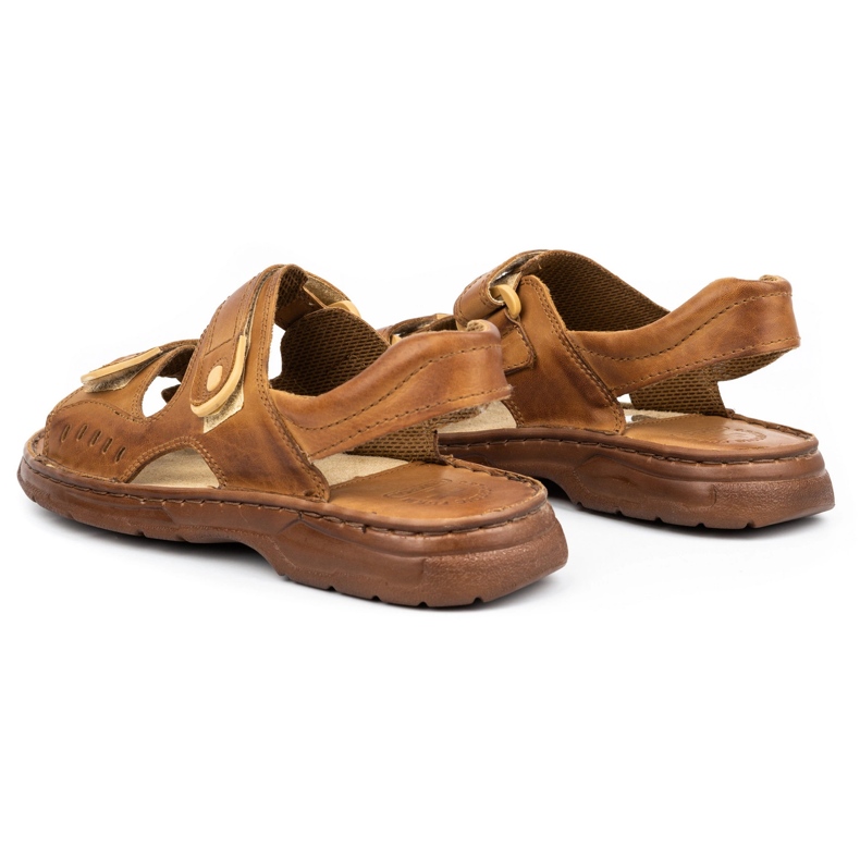 ŁUKPOL Pánské kožené sandály se suchým zipem 812 hnědé hnědý 3